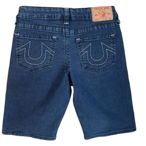True Religion Geno Boys Jean Shorts Relaxed Slim Youth Size 12 Blue Dark Wash